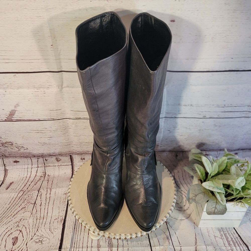 True Religion Women's Charcoal Gray Below The Knee Design & Stiletto Heel Boots - Picture 3 of 12